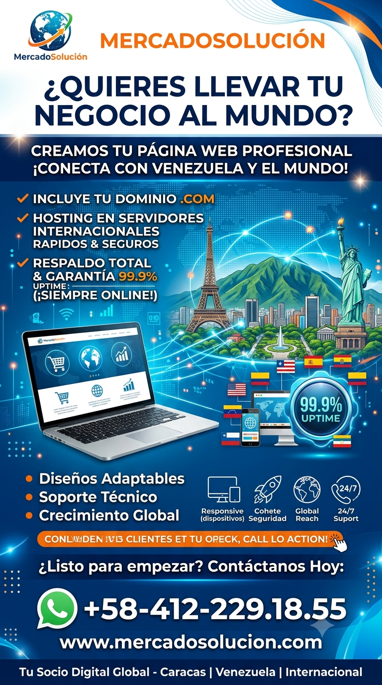 Registro de Dominio .com Internacional, Creacion de Paginas Web, Hosting Anual
